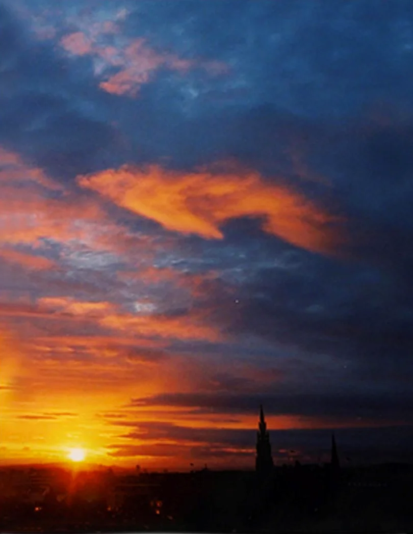 news sunset over Edinburgh Scotland